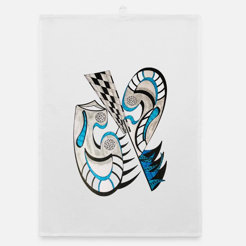 BlueBlack Abstract Cross Pattern Organic dish towel