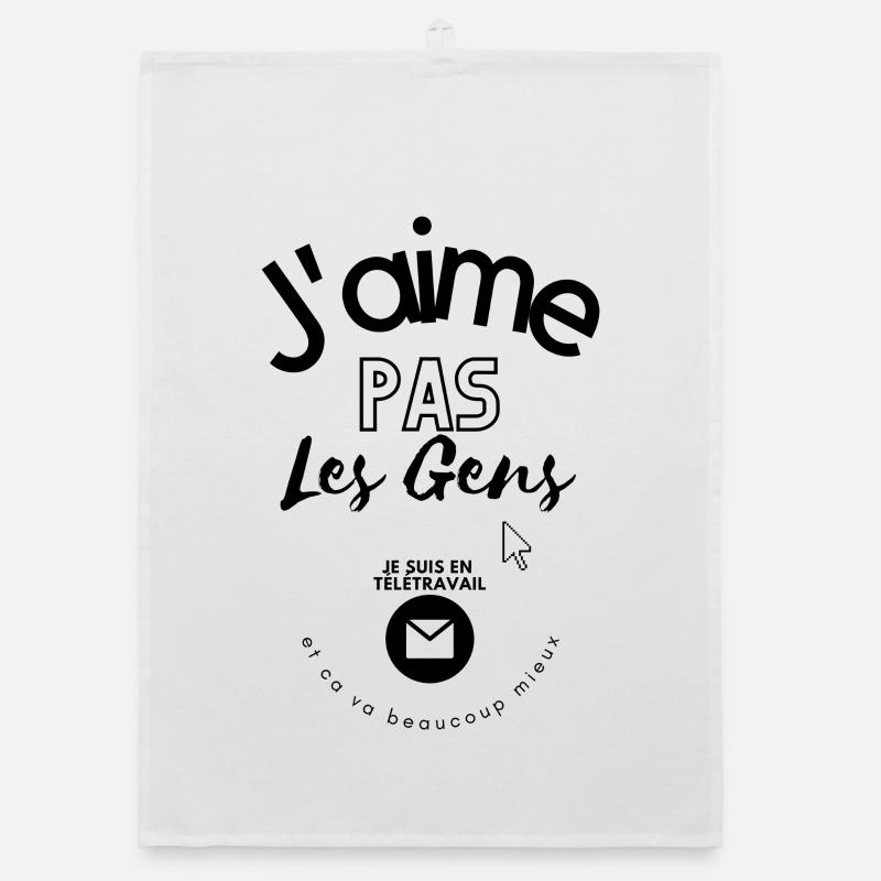 J aime pas les gens - Torchon bio - blanc