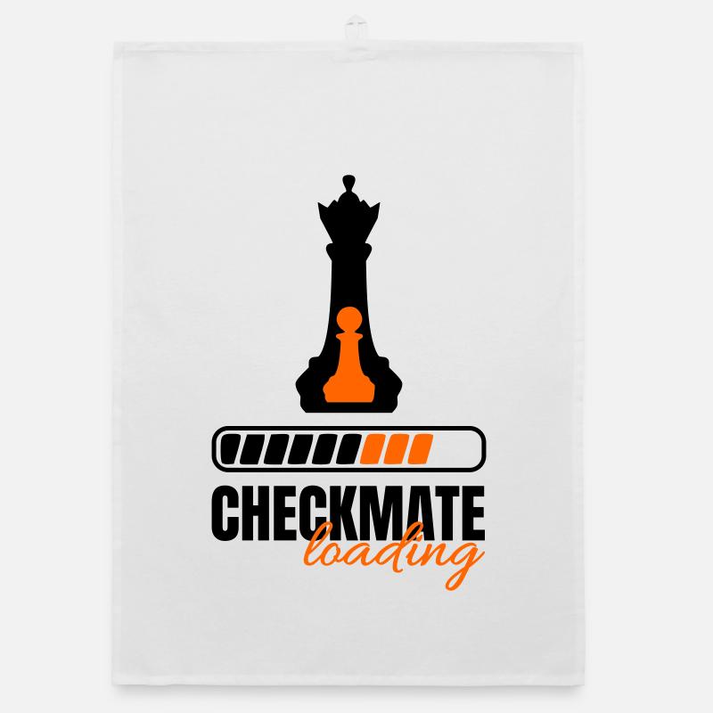 Checkmate Loading Queen and Pawn Organic dish towel