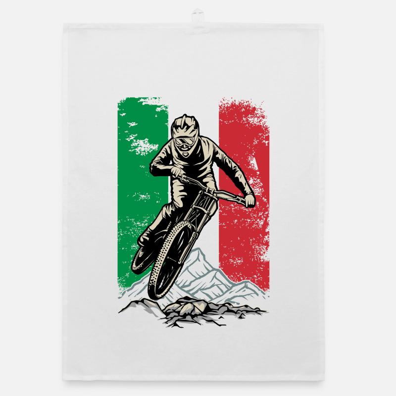 Italian Flag Mountain Biker Organic dish towel