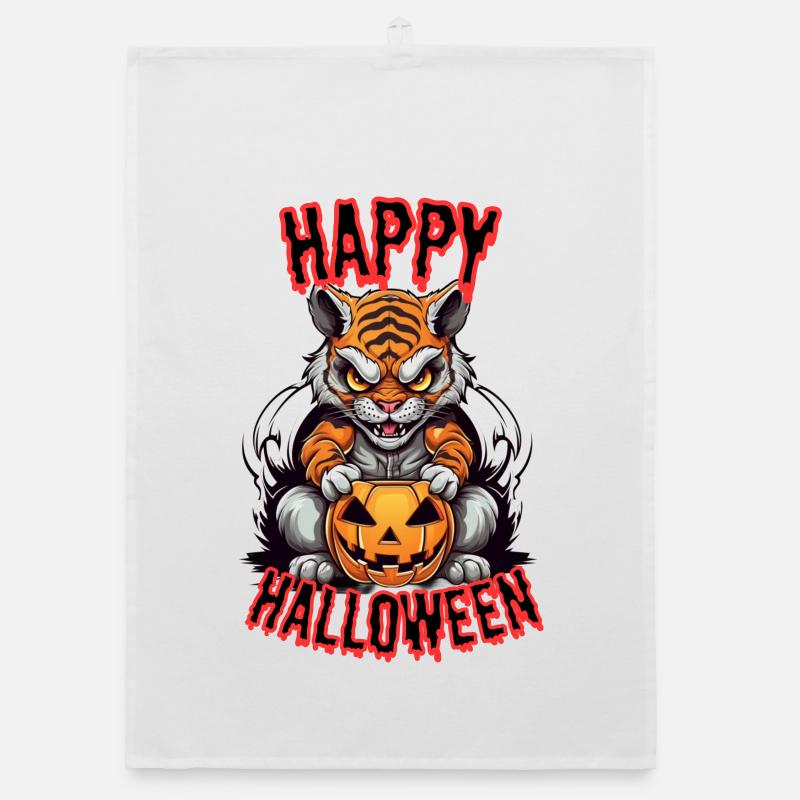 Grim Halloween hangover with pumpkin Organic dish towel