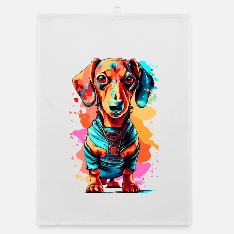 Teckel coloré - teckel - chien de chasse - teckel coloré Torchon bio