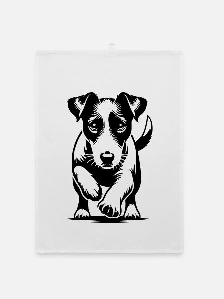 Jack Russell Terrier - Torchon bio - blanc - Devant