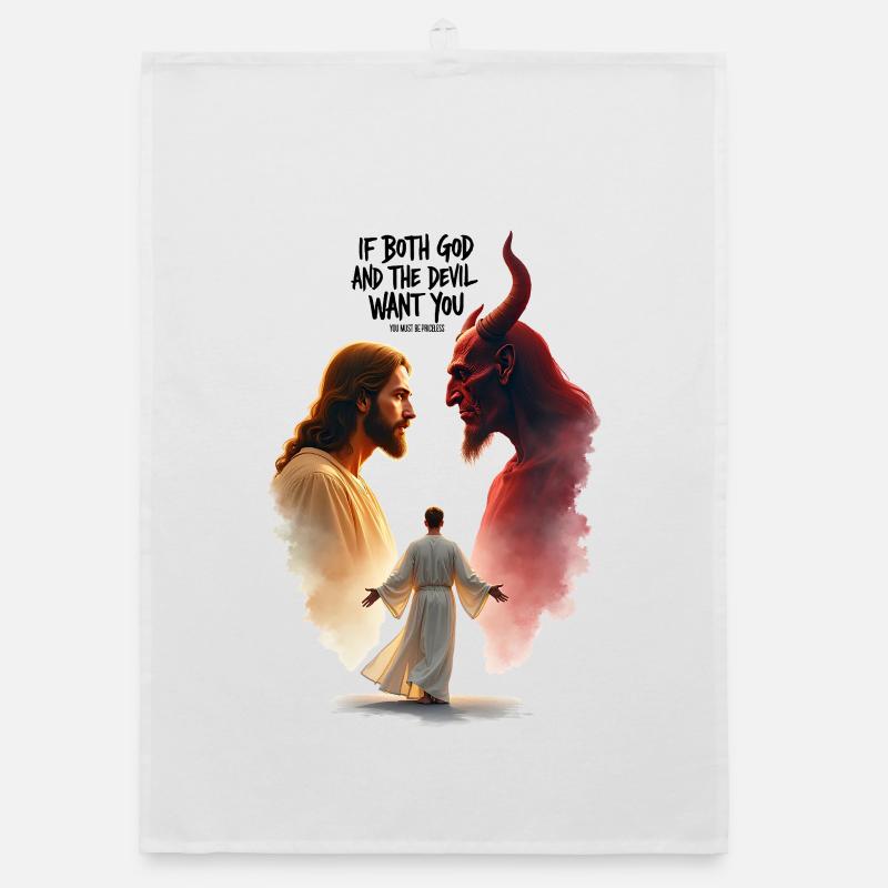 God's Choice Between Good and Evil Organic dish towel