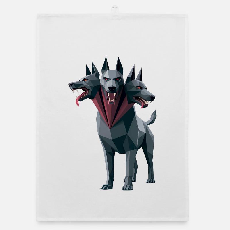 Cerberus - Cooles Low-Poly-Logo Organic Geschirrtuch