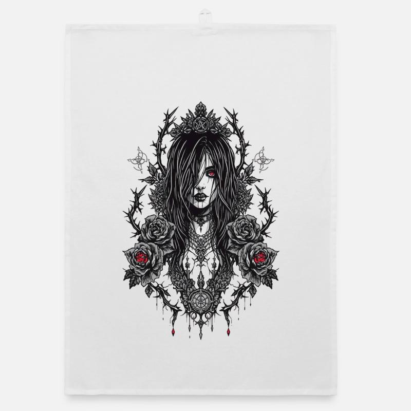 Gothic Rose Frame Portrait Organic dish towel