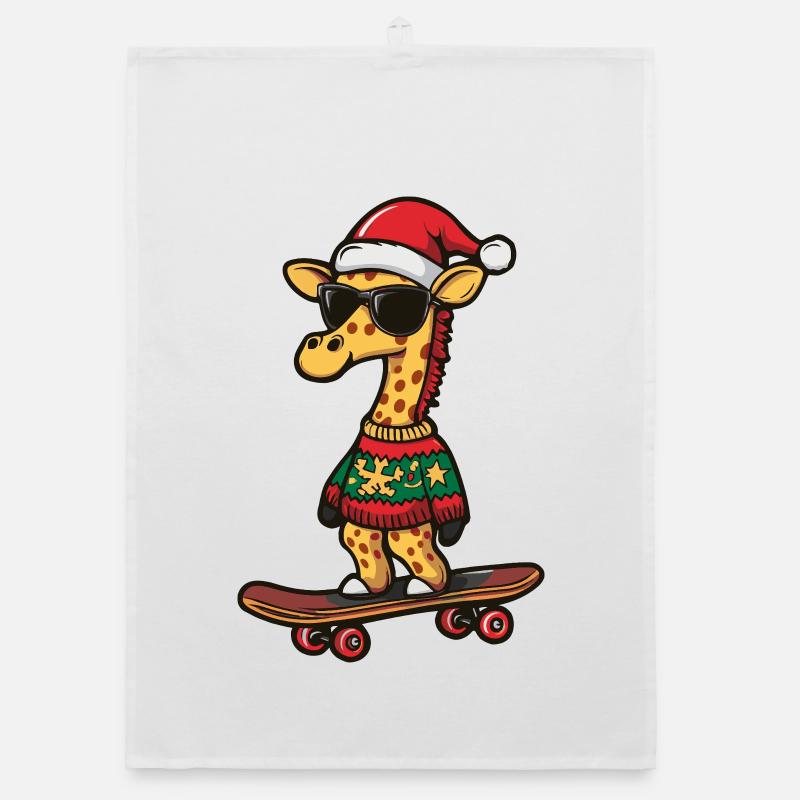 Girafe Noël Drôle Torchon bio