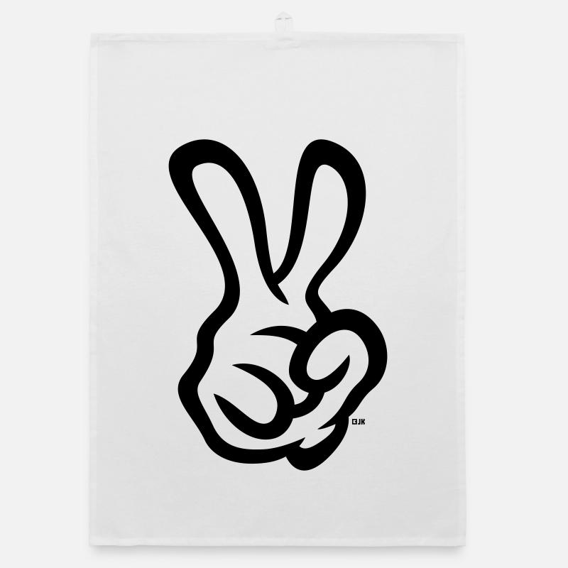 Victory Handzeichen (Rechte Hand / 1C) Organic Geschirrtuch