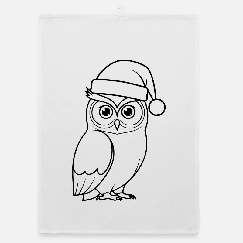 Christmas Owl Cartoon Illustration Organic dish towel