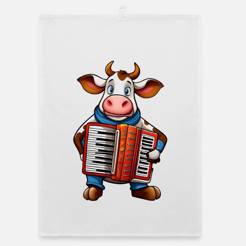 Vache avec accordéon Torchon bio