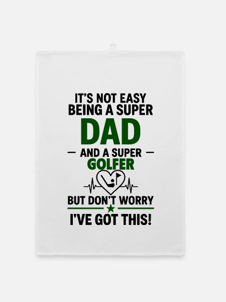 Herz + Golf – Super Papa Golfer - Organic dish towel - white - Front