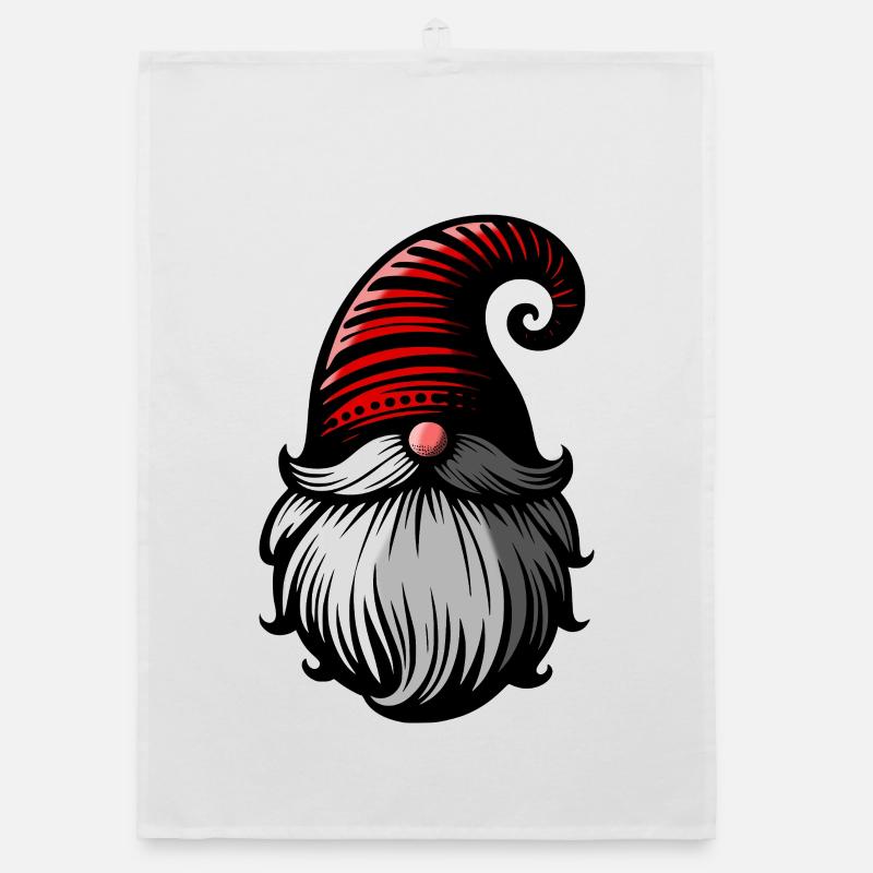 Elfe de Noël nordique. Gnome. Elfe de Noël. - Torchon bio - blanc