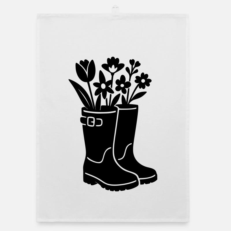 Bottes de printemps avec des fleurs Torchon bio