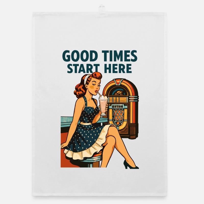 Rockabilly 50er Diner Milchshake Jukebox Retro  Organic Geschirrtuch