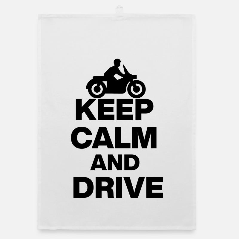 KEEP CALM AND DRIVE! MOTORCYCLE BIKER FREEDOM blak Organic dish towel