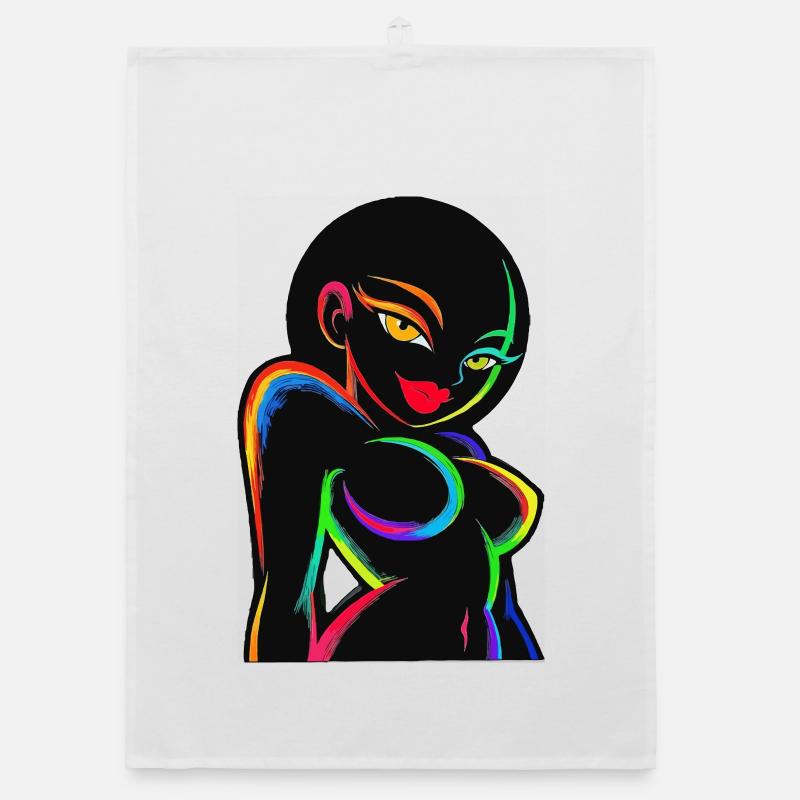 Neon-Regenbogen-Silhouette Organic Geschirrtuch