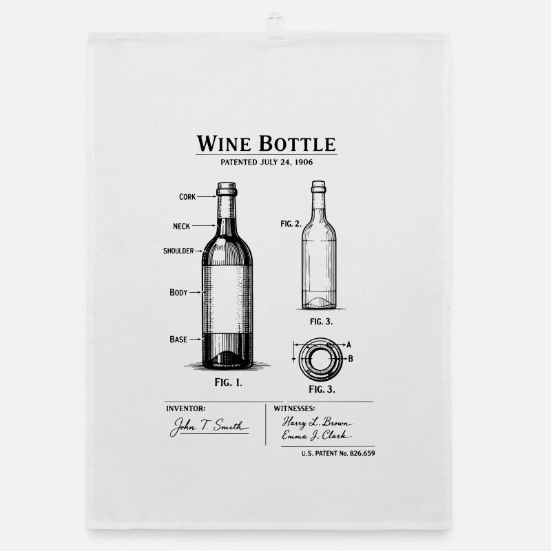 Impression du design de bouteille de vin de 1906. Décoration de vignoble. Torchon bio