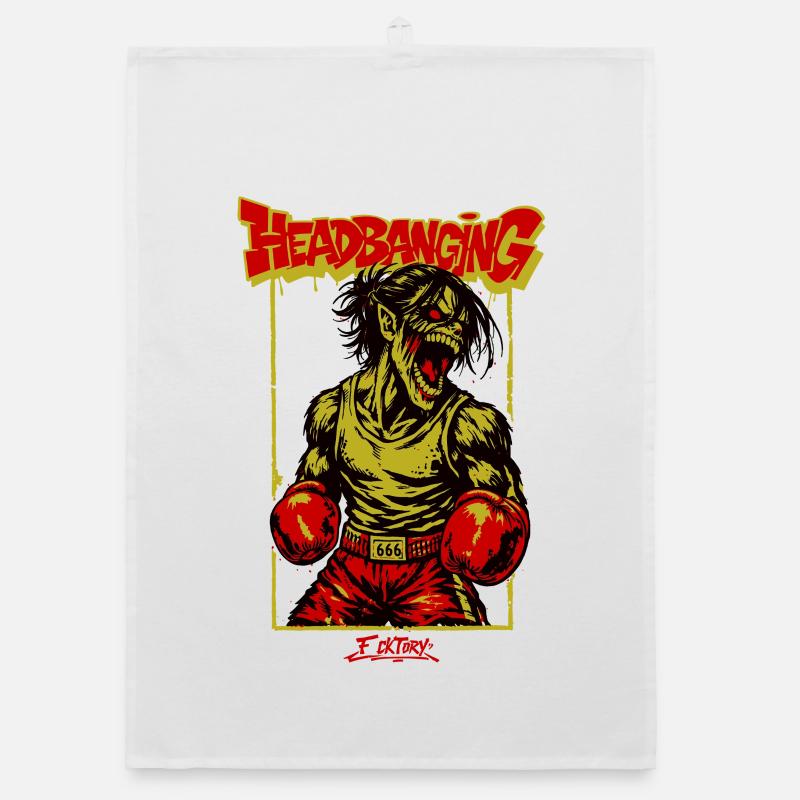 Zombie-Boxer Headbanging Organic Geschirrtuch