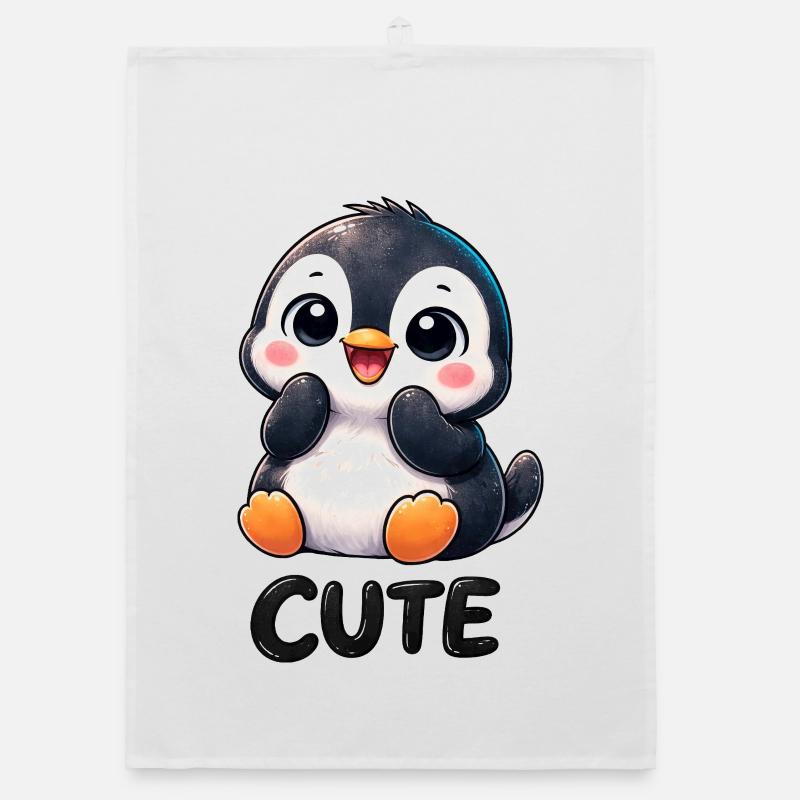 Süßer chibi Pinguin Cartoon schüchtern cute Organic Geschirrtuch