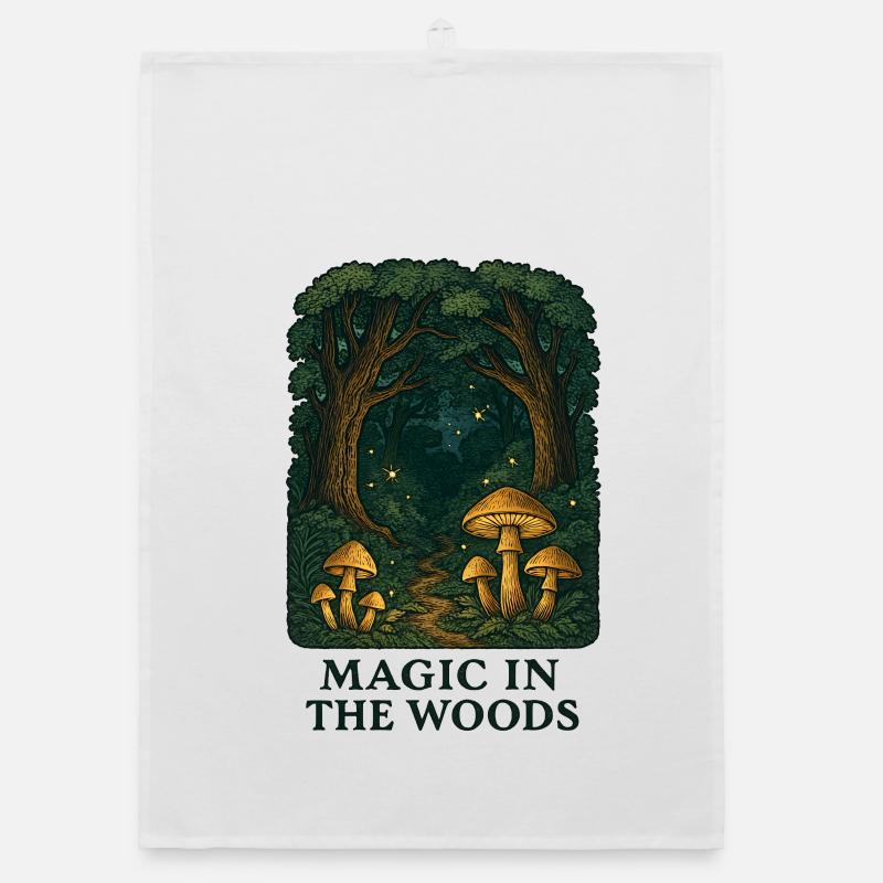 Forest Magic Mushroom Landscape Organic dish towel