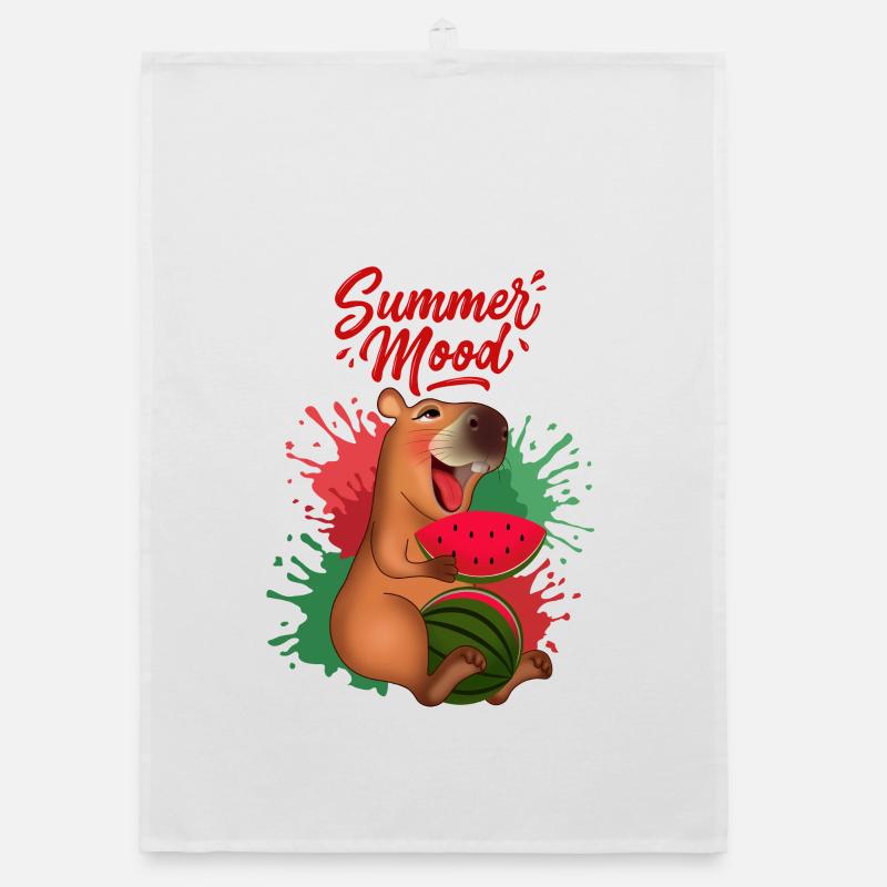 Capybara souriant avec pastèque Torchon bio