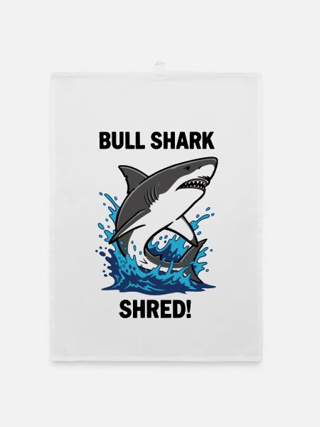 Bulldog Shark Shred Shark Sea Bull - Organic dish towel - white - Front