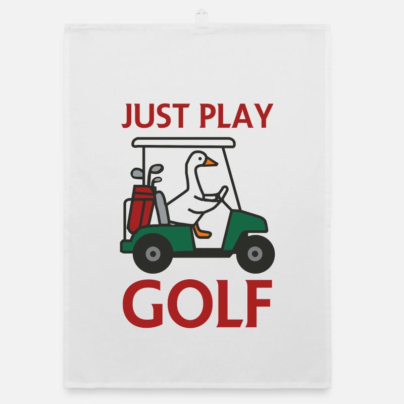 Gans im Golfwagen – Spiel einfach Golf Organic Geschirrtuch