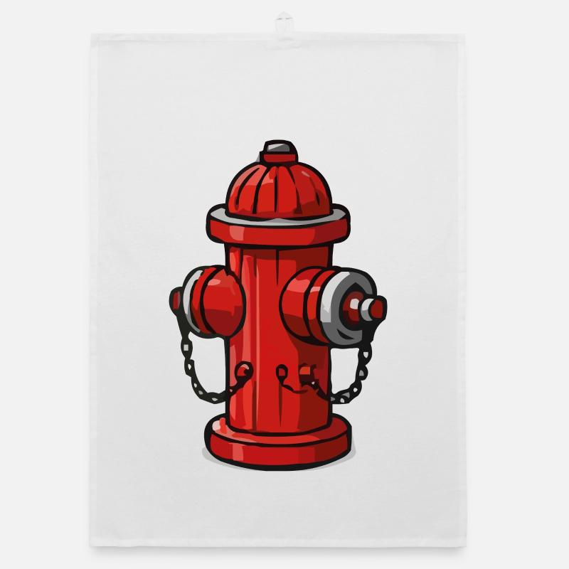 Cartoon Fire Hydrant with Chains Organic dish towel