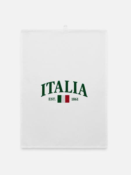 Italia - Italien - Italy mit Flagge - Organic Geschirrtuch - Weiß - Vorne