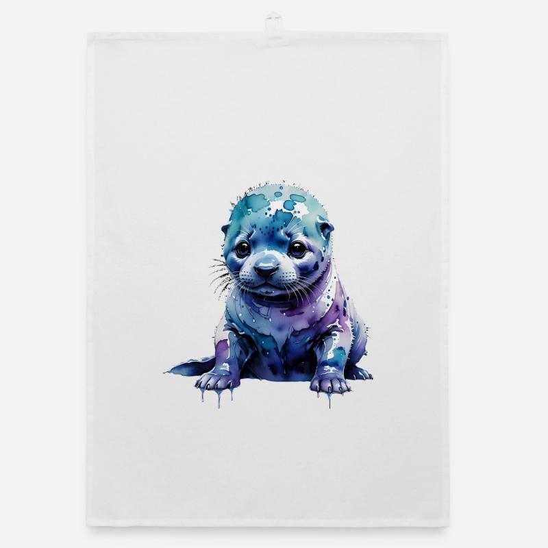 Loutre de phoque aquarelle Torchon bio