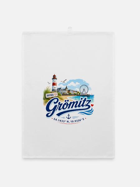 Grömitz - Ostsee - Deutschland - Riesenrad - Organic Geschirrtuch - Weiß - Vorne
