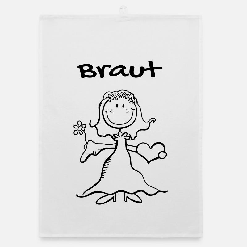 Braut Strichmännchen mit Herz - Hochzeit - heirat Organic Geschirrtuch