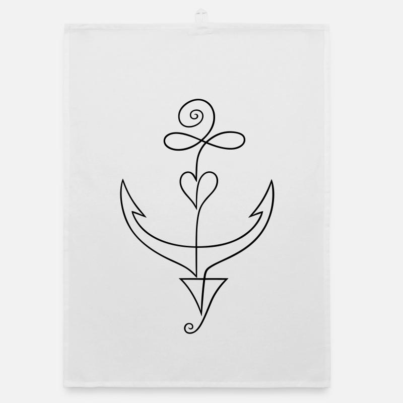 Anker Minimalistisch Single Line Tattoo Organic Geschirrtuch