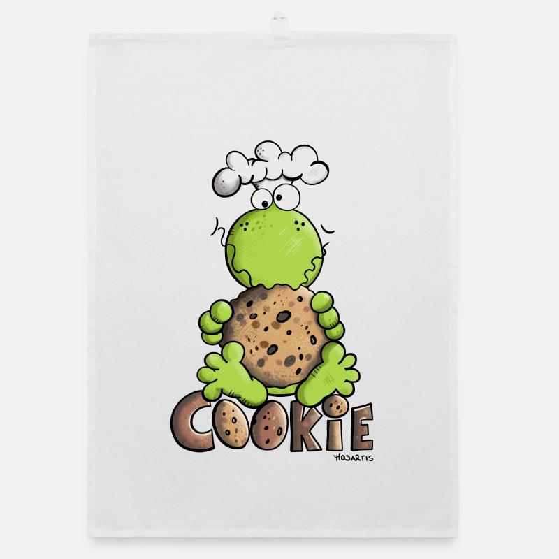 Frosch mit Cookie - Organic Geschirrtuch - Weiß