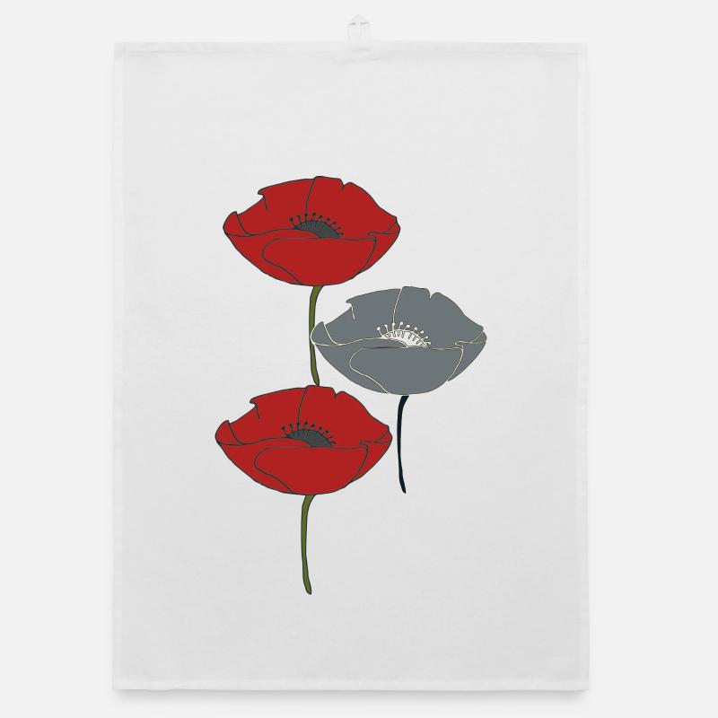 coquelicots et gris Torchon bio