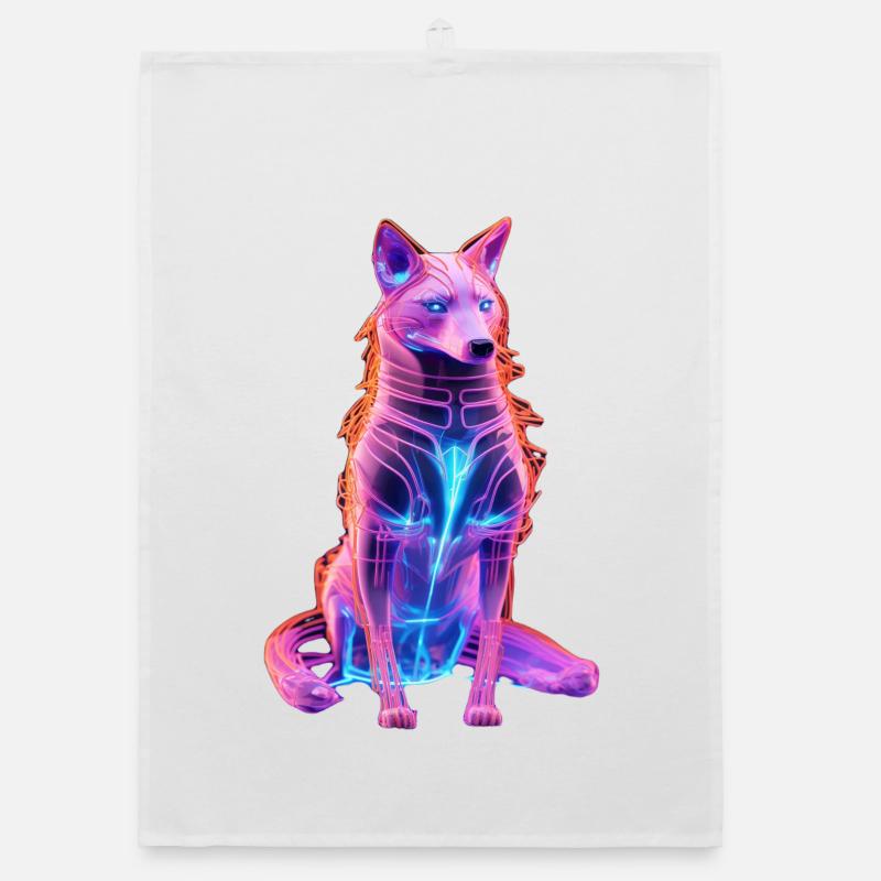 Néon Cyberwolf Art Design Torchon bio