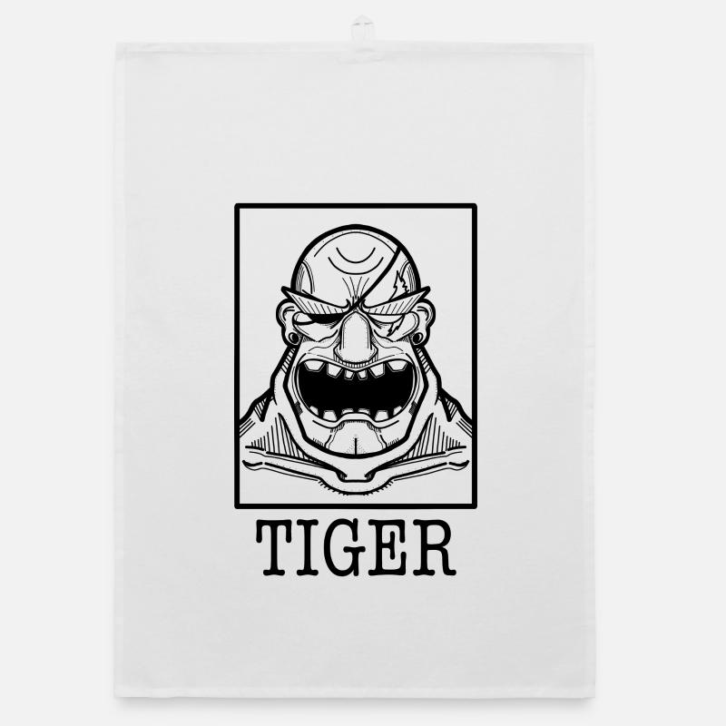 Tiger Rage - Puissance monochrome - Torchon bio - blanc