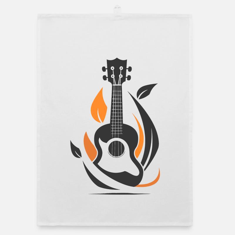 Ukulele Drawing Organic dish towel