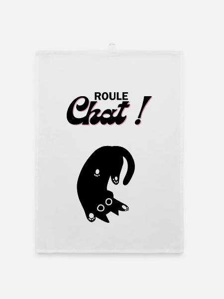Chat en roue libre ! - Torchon bio - blanc - Devant