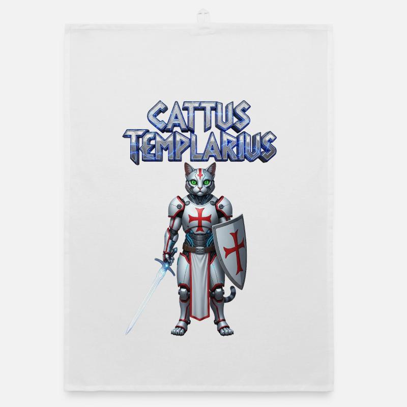 Cattus Templarius Cat Knight Organic dish towel
