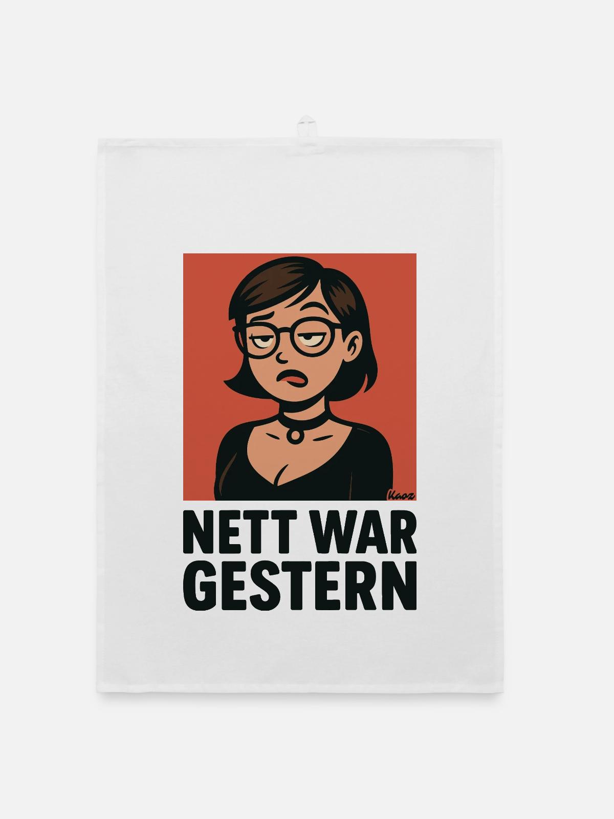Nett War Gestern  - Organic Geschirrtuch - Weiß - Vorne
