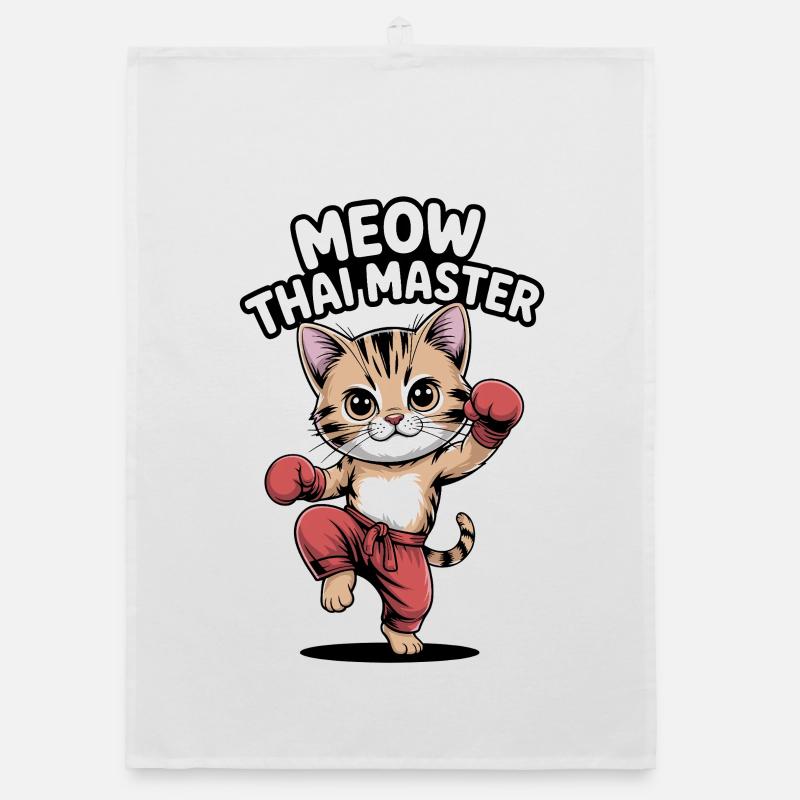 Kitten Karate Master Design Organic dish towel