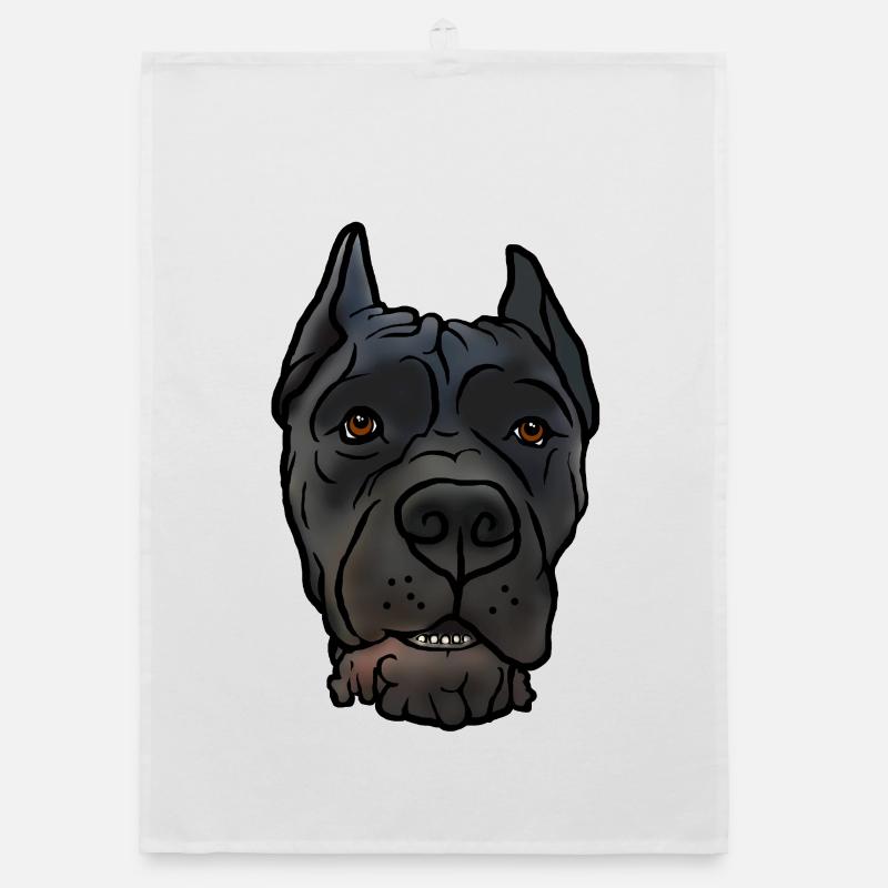 Cane Corso kupiert Kopf im Comicstyle Organic Geschirrtuch