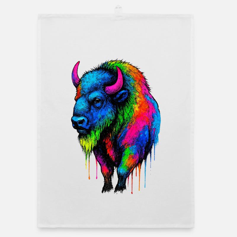 Colorful Bison Color Explosion Organic dish towel