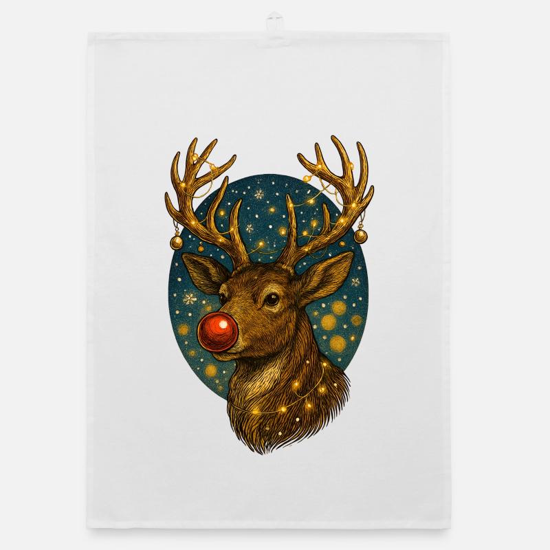 Christmas Reindeer Organic dish towel
