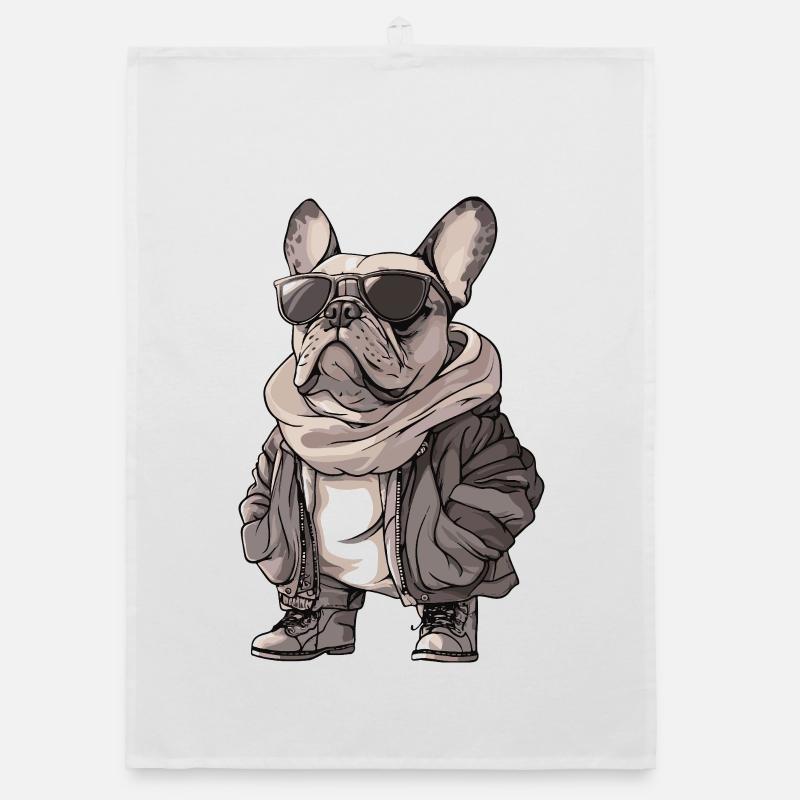Buldog Français Chien Cool Hiver Torchon bio