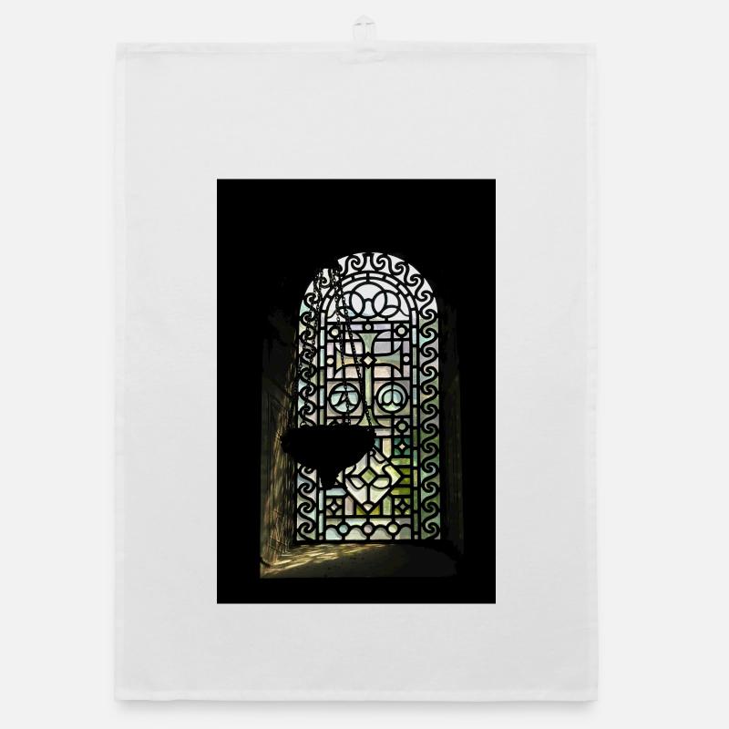 Stained Glass Window Silhouette Organic dish towel
