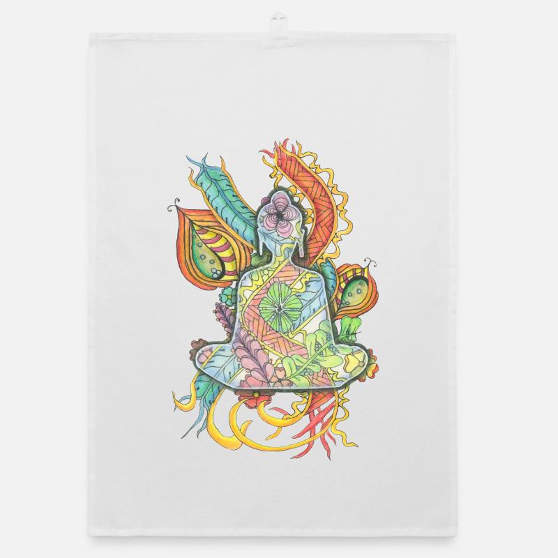 Buddha meditating hand-drawn Organic Geschirrtuch