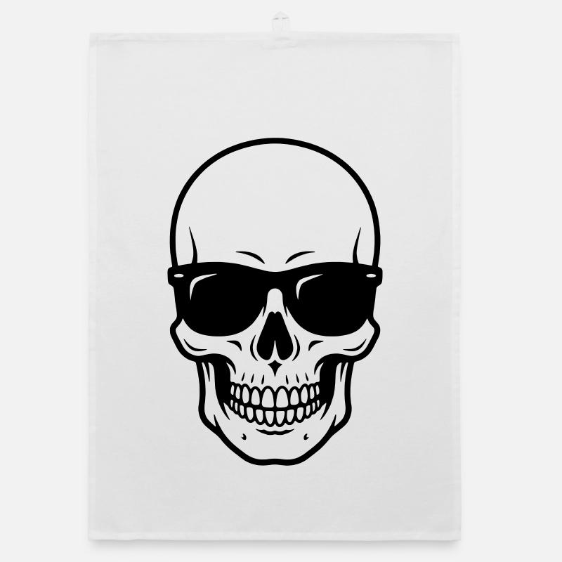 Cool Badass Skull with Sunglasses Organic dish towel