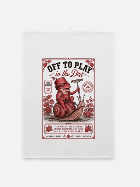 Urban Gardening Off To Play In The Dirt - Organic dish towel - white - Front